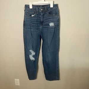 Hollister Dark Blue Distressed Ankle Jeans